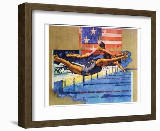 Olympic Swimmers-Michael Dudash-Framed Art Print