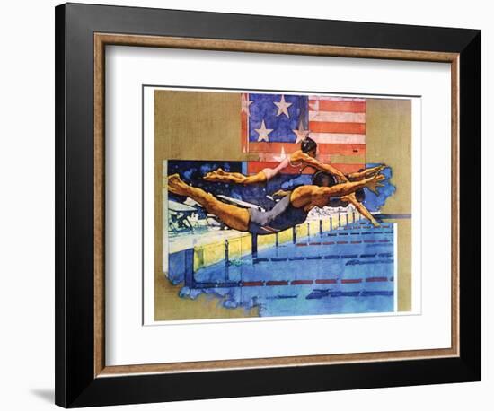 Olympic Swimmers-Michael Dudash-Framed Art Print