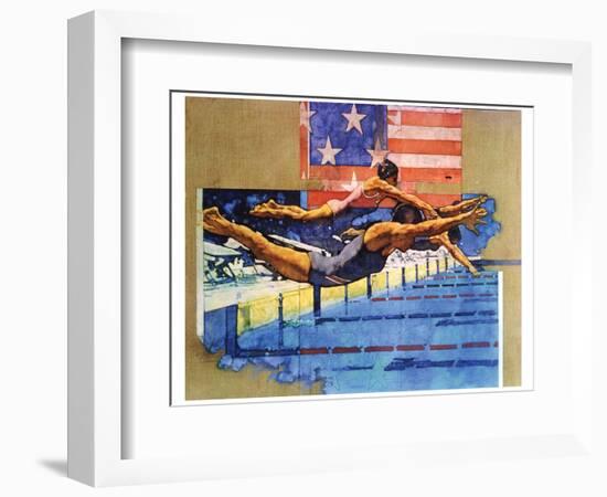 Olympic Swimmers-Michael Dudash-Framed Art Print