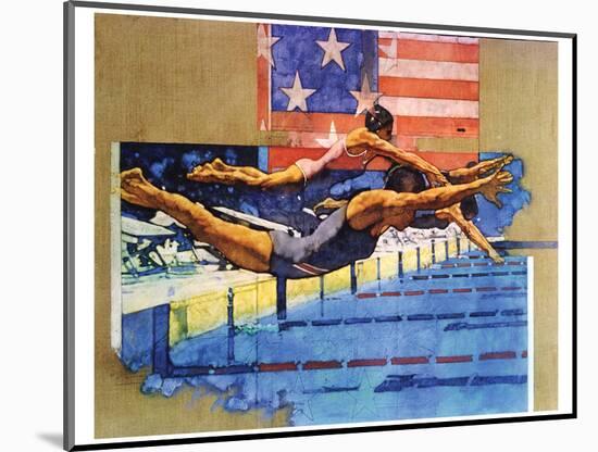 Olympic Swimmers-Michael Dudash-Mounted Art Print