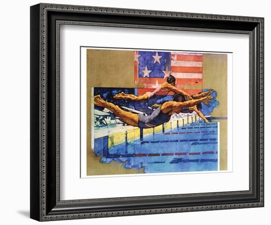 Olympic Swimmers-Michael Dudash-Framed Art Print