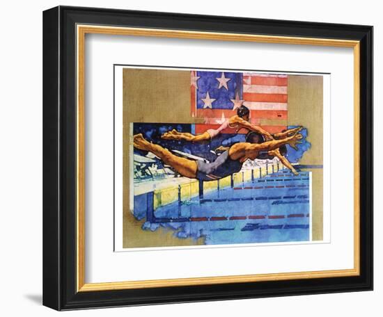 Olympic Swimmers-Michael Dudash-Framed Art Print