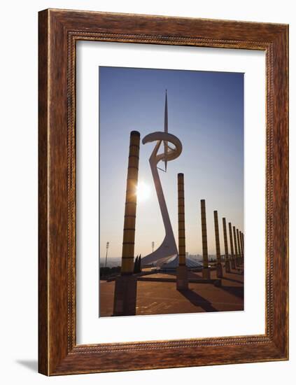 Olympic tower on Montjuic in Barcelona, Catalonia, Spain-null-Framed Art Print