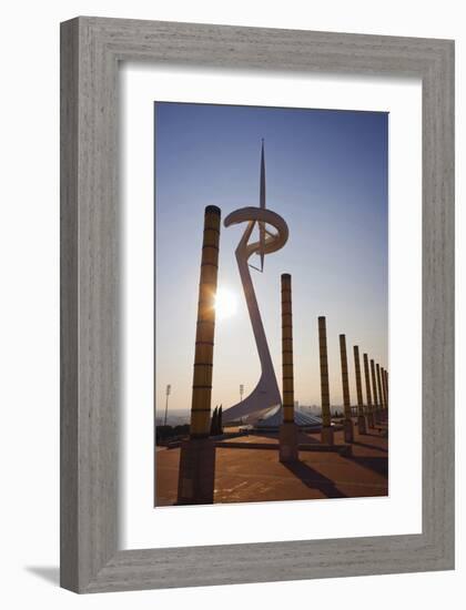 Olympic tower on Montjuic in Barcelona, Catalonia, Spain-null-Framed Art Print