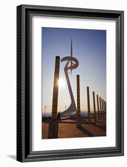 Olympic tower on Montjuic in Barcelona, Catalonia, Spain-null-Framed Art Print