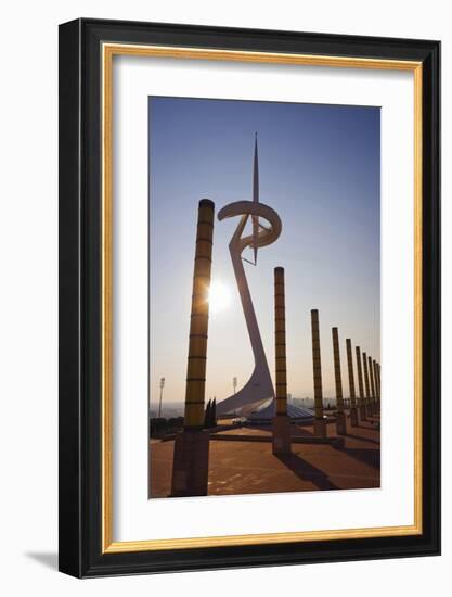 Olympic tower on Montjuic in Barcelona, Catalonia, Spain-null-Framed Art Print