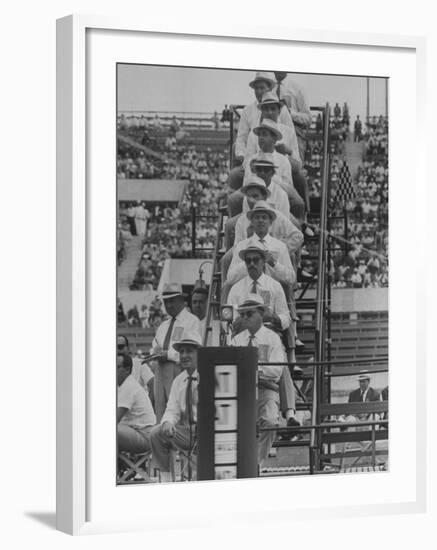 Olympics Judges at Finish Line of 800 Meter Race-Mark Kauffman-Framed Premium Photographic Print