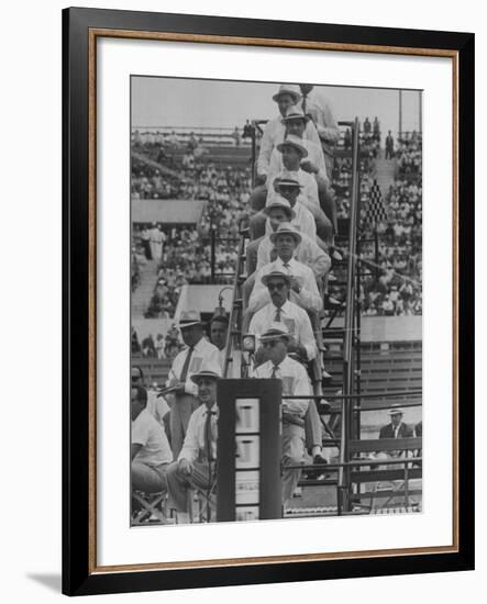 Olympics Judges at Finish Line of 800 Meter Race-Mark Kauffman-Framed Premium Photographic Print