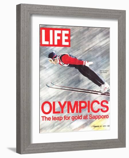 Olympics, Ski Jumper Yukio Kasaya, February 18, 1972-John Dominis-Framed Photographic Print