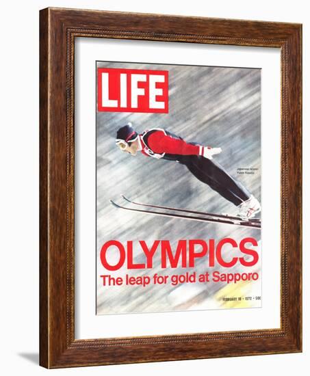 Olympics, Ski Jumper Yukio Kasaya, February 18, 1972-John Dominis-Framed Photographic Print