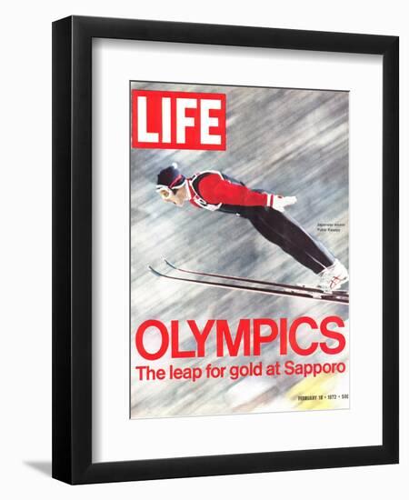 Olympics, Ski Jumper Yukio Kasaya, February 18, 1972-John Dominis-Framed Photographic Print