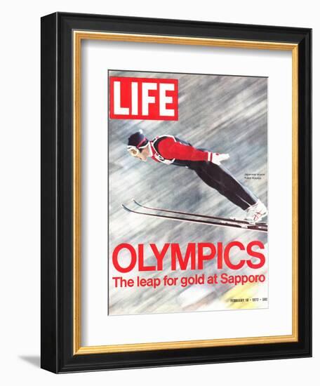 Olympics, Ski Jumper Yukio Kasaya, February 18, 1972-John Dominis-Framed Photographic Print