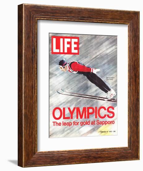 Olympics, Ski Jumper Yukio Kasaya, February 18, 1972-John Dominis-Framed Photographic Print