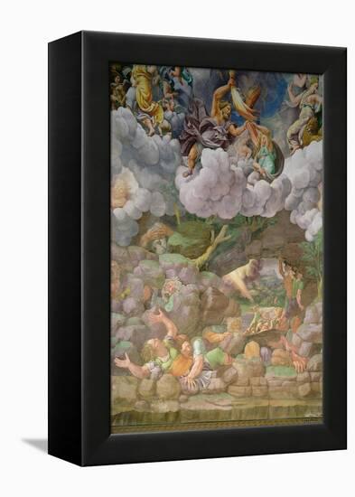 Olympus and Zeus Destroying the Rebellious Giants, Walls of the Sala Dei Giganti, 1530-32-Giulio Romano-Framed Premier Image Canvas