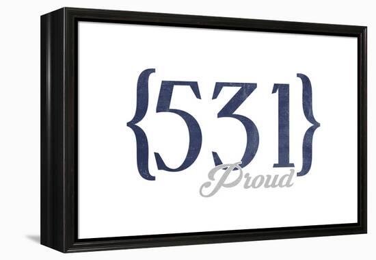 Omaha, Nebraska - 531 Area Code (Blue)-Lantern Press-Framed Stretched Canvas