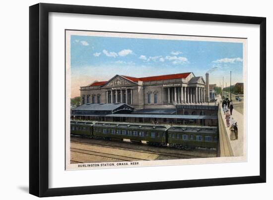 Omaha, Nebraska - Burlington Railroad Station View-Lantern Press-Framed Art Print