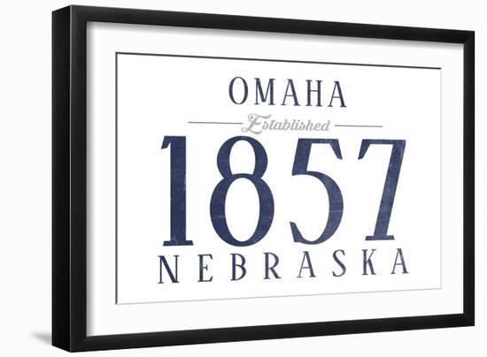 Omaha, Nebraska - Established Date (Blue)-Lantern Press-Framed Art Print