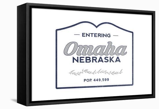Omaha, Nebraska - Now Entering (Blue)-Lantern Press-Framed Stretched Canvas