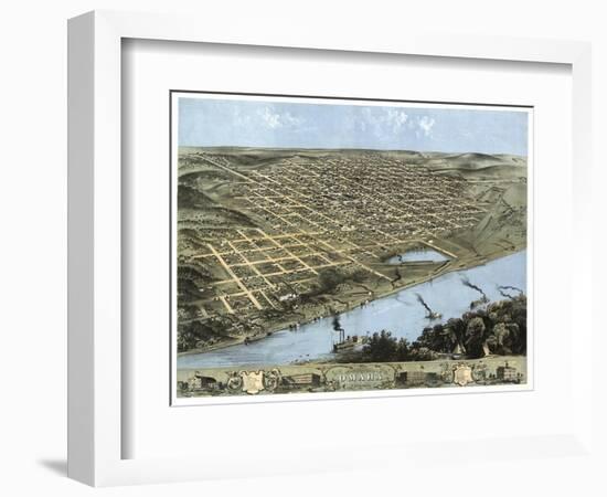 Omaha, Nebraska - Panoramic Map-Lantern Press-Framed Art Print