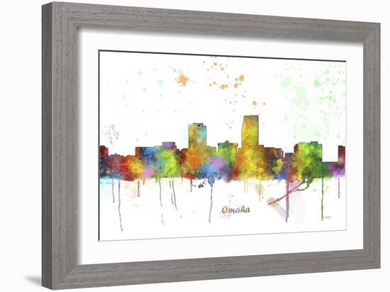 Omaha Nebraska Skyline MCLR 1-Marlene Watson-Framed Giclee Print