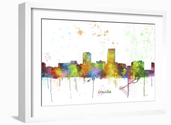 Omaha Nebraska Skyline MCLR 1-Marlene Watson-Framed Giclee Print