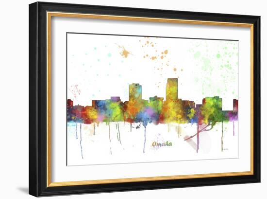 Omaha Nebraska Skyline MCLR 1-Marlene Watson-Framed Giclee Print