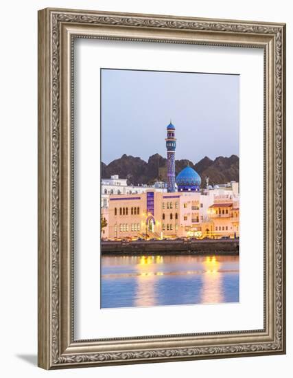 Oman, Muscat. Mutrah Harbour and Old Town at Dusk-Matteo Colombo-Framed Photographic Print