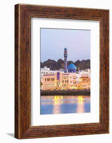 Oman, Muscat. Mutrah Harbour and Old Town at Dusk-Matteo Colombo-Framed Photographic Print