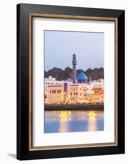 Oman, Muscat. Mutrah Harbour and Old Town at Dusk-Matteo Colombo-Framed Photographic Print