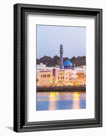 Oman, Muscat. Mutrah Harbour and Old Town at Dusk-Matteo Colombo-Framed Photographic Print