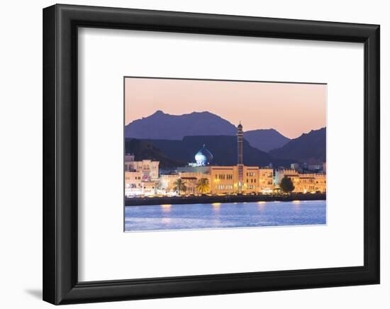 Oman, Muscat. Mutrah Harbour and Old Town at Dusk-Matteo Colombo-Framed Photographic Print