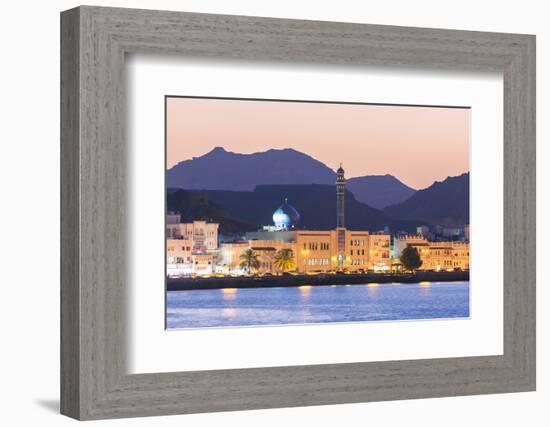 Oman, Muscat. Mutrah Harbour and Old Town at Dusk-Matteo Colombo-Framed Photographic Print