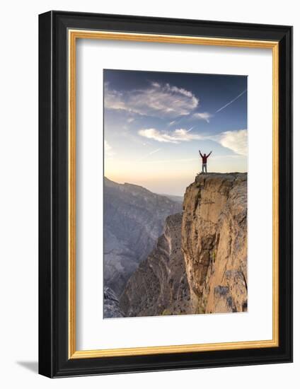 Oman, Wadi Ghul, Jebel Shams. the Grand Canyon of Oman, Tourist on the Edge-Matteo Colombo-Framed Photographic Print