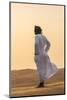 Oman, Wahiba Sands. an Omani Guide Enjoys the Sunset on Sand Dunes in Wahiba Sands.-Nigel Pavitt-Mounted Photographic Print