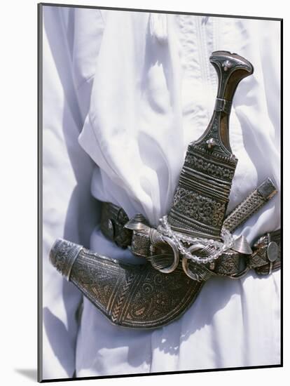 Omani Men Wear Traditional Long White Robes, Ceremonial Khanjar on Al Jabal Al Akhdar-John Warburton-lee-Mounted Photographic Print