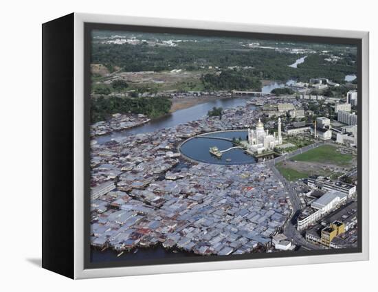 Omar Ali Saifuddin Mosque and City, Bandar Seri Begawan, Brunei (Island of Borneo)-Paolo Koch-Framed Premier Image Canvas