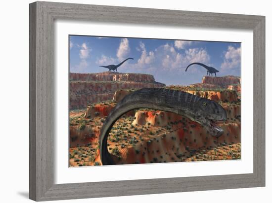 Omeisaurus Sauropod Dinosaurs from the Jurassic Era-null-Framed Art Print