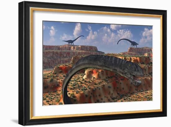 Omeisaurus Sauropod Dinosaurs from the Jurassic Era-null-Framed Art Print