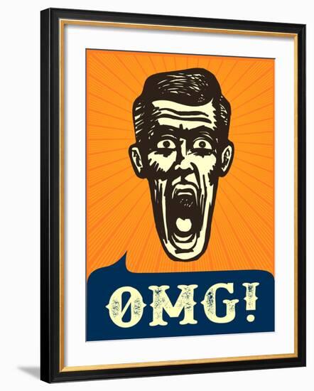 Omg! Jaw Dropping, Retro Vintage Man Shocked or Frightened, Wow!-durantelallera-Framed Premium Giclee Print