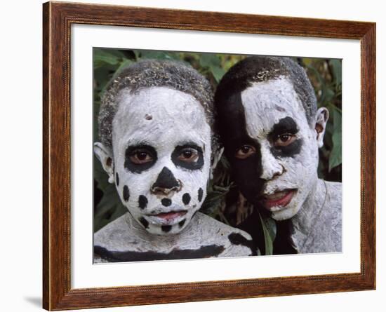 Omo Masilai Skeleton Tribes People in Omo Masilai Village, Goroka, Papua New Guinea-Keren Su-Framed Photographic Print