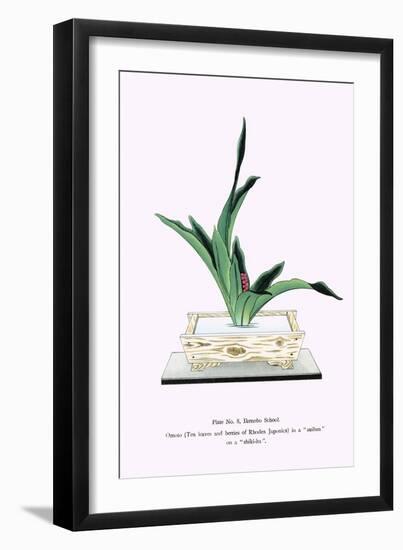 Omoto (Ten Leaves & Berries of Rhodea Japonica) In a Suiban-Josiah Conder-Framed Art Print