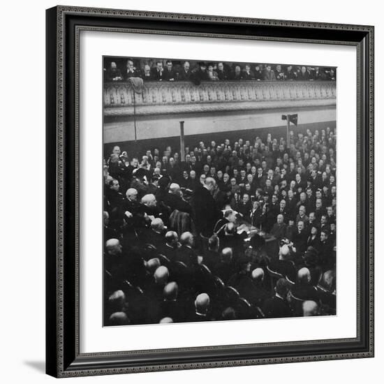 'On 27th January, Mr. Churchill addressed an audience in Free Trade Hall, Manchester', 1913, (1945)-Unknown-Framed Photographic Print