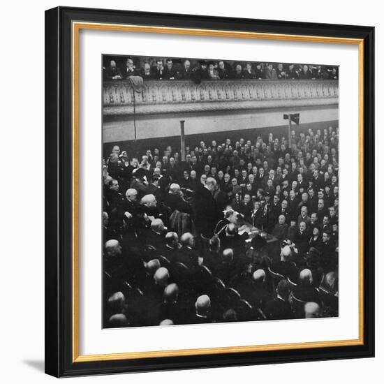 'On 27th January, Mr. Churchill addressed an audience in Free Trade Hall, Manchester', 1913, (1945)-Unknown-Framed Photographic Print