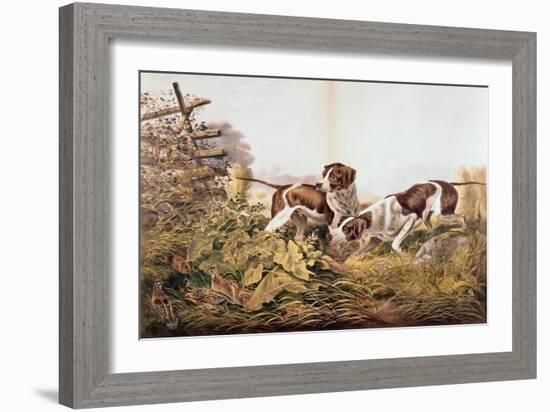 "On a Point," American Field Sports, c.1857-Currier & Ives-Framed Giclee Print