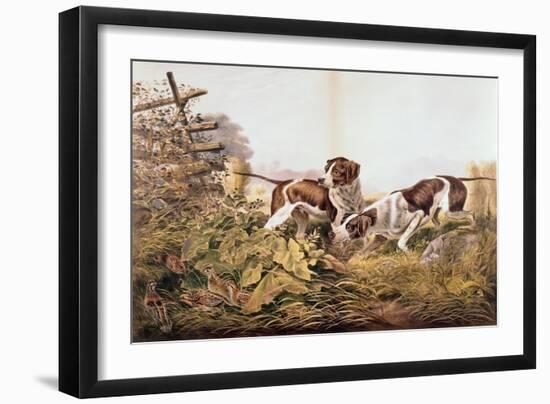 "On a Point," American Field Sports, c.1857-Currier & Ives-Framed Giclee Print