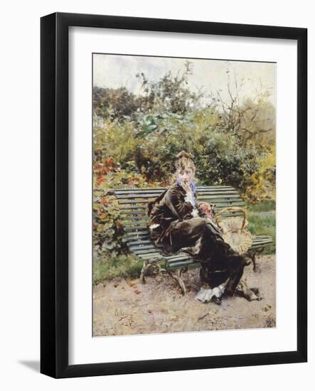 On Bench in Bois, Hyde Park, 1872-Giovanni Boldini-Framed Giclee Print