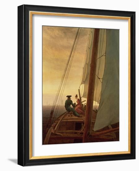 On Board a Sailing Ship, 1819 (Oil on Canvas)-Caspar David Friedrich-Framed Giclee Print