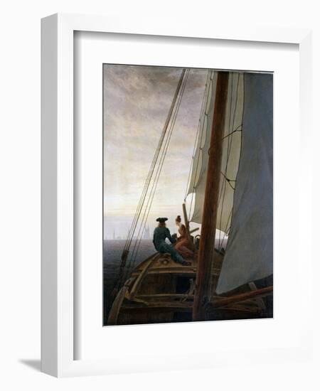 On Board a Sailing Ship, Between 1818 and 1820-Caspar David Friedrich-Framed Giclee Print