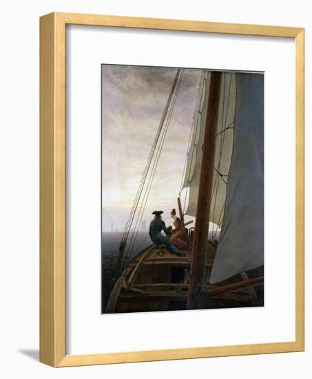 On Board a Sailing Ship, Between 1818 and 1820-Caspar David Friedrich-Framed Giclee Print