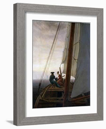 On Board a Sailing Ship, Between 1818 and 1820-Caspar David Friedrich-Framed Giclee Print